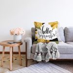 - Sonil-K-8382-Gorsel2 - Realhomes  Renkli Zemin Üzerinde Siyah Çizgili Sonbahar Desenli Raşel Kadife Yastık Kırlent Kılıfı Realhomes