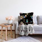 - Sonil-K-8384-Gorsel2 - Realhomes Siyah Zemin Üzerinde Kuş Desenli Dijital Baskılı Modern Raşel Kadife Yastık Kırlent Kılıfı Realhomes