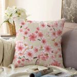 - Sonil-K-8385-Gorsel1 - Realhomes Rengarenk Zemin Üzerinde Pembe Çiçek Desenli Raşel Kadife Yastık Kırlent Kılıfı Realhomes
