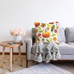 - Sonil-K-8392-Gorsel2 - Realhomes Beyaz Zemin Üzerinde Kabak Desenli Dijital Baskılı Modern Raşel Kadife Yastık Kırlent Kılıfı Realhomes