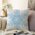 Renkli Ekose Zemin Üzerinde Kartanesi Desenli Dijital Baskılı Modern Raşel Kadife Yastık Kılıfı Realhomes