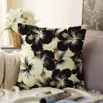 - Sonil-K-8408-Gorsel1 - Realhomes  Rengarenk Zemin Üzerinde Siyah Çiçek Desenli Raşel Kadife Yastık Kırlent Kılıfı Realhomes