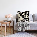 - Sonil-K-8408-Gorsel2 - Realhomes  Rengarenk Zemin Üzerinde Siyah Çiçek Desenli Raşel Kadife Yastık Kırlent Kılıfı Realhomes