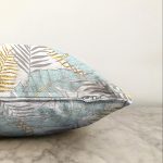 - Sonil-K-8418-Gorsel3 - Realhomes  Beyaz Zemin Üzerinde Gold Detaylı Yaprak Desenli Modern Raşel Kadife Yastık Kırlent Kılıfı Realhomes