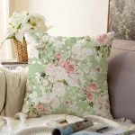 - Sonil-K-8422-Gorsel1 - Realhomes  Rengarenk Zemin Üzerinde Beyaz Çiçek Desenli Raşel Kadife Yastık Kırlent Kılıfı Realhomes