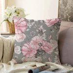 Rengarenk Zemin Üzerinde Çiçek Desenli Dijital Baskılı Modern Raşel Kadife Yastık Kırlent Kılıfı Realhomes