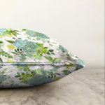 - Sonil-K-8436-Gorsel3 - Realhomes  Beyaz Zemin Üzerinde Yeşil Rengarenk Çiçek Desenli Modern Raşel Kadife Yastık Kırlent Kılıfı Realhomes