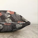 - Sonil-K-8451-Gorsel3 - Realhomes  Siyah Zeminli Renkli Yaprak Desenli Dijital Baskılı Modern Raşel Kadife Yastık Kırlent Kılıfı Realhomes