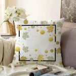 - Sonil-K-8460-Gorsel1 - Realhomes  Beyaz Zemin Üzerinde Geometrik Desenli Yaprak Motifli Raşel Kadife Yastık Kırlent Kılıfı Realhomes