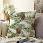 - Sonil-K-8463-Gorsel1 - Realhomes  Beyaz Zemin Üzerinde Kozalak Desenli Dijital Baskılı Modern Raşel Kadife Yastık Kırlent Kılıfı Realhomes