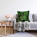 Siyah Zemin Üzerinde Yeşil Yaprak Desenli Raşel Kadife Yastık Kırlent Kılıfı Realhomes