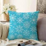 - Sonil-K-8476-Gorsel1 - Realhomes  Mavi Zeminli Beyaz Kartanesi Desenli Dijital Baskılı Modern Raşel Kadife Yastık Kırlent Kılıfı Realhomes