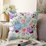 Beyaz Zemin Üzerinde Rengarenk Çiçek Desenli Raşel Kadife Yastık Kırlent Kılıfı Realhomes