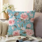 - Sonil-K-8491-Gorsel1 - Realhomes Rengarenk Zemin Üzerinde Çiçek Desenli Dijital Baskılı Modern Raşel Kadife Yastık Kırlent Kılıfı Realhomes
