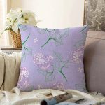 - Sonil-K-8496-Gorsel1 - Realhomes  Renkli Zemin Üzerinde Yaprak Desenli Dijital Baskılı Modern Raşel Kadife Yastık Kırlent Kılıfı Realhomes