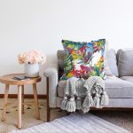 - Sonil-K-8498-Gorsel2 - Realhomes Beyaz Zemin Üzerinde Yaprak Desenli Dijital Baskılı Modern Raşel Kadife Yastık Kırlent Kılıfı Realhomes