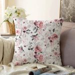 Beyaz Zemin Üzerinde Rengarenk Çiçek Desenli Raşel Kadife Yastık Kırlent Kılıfı Realhomes
