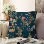 - Sonil-K-8516-Gorsel1 - Realhomes Rengarenk Zemin Üzerinde Çiçek Desenli Dijital Baskılı Modern Raşel Kadife Yastık Kırlent Kılıfı Realhomes