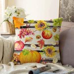 - Sonil-K-8521-Gorsel1 - Realhomes Renkli Zemin Üzerinde Siyah Çizgili Bal Kabağı Desenli Raşel Kadife Yastık Kırlent Kılıfı Realhomes