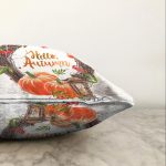 Beyaz Zeminli Bal Kabağı Desenli Dijital Baskılı Modern Raşel Kadife Yastık Kırlent Kılıfı Realhomes