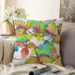 - Sonil-K-8524-Gorsel1 - Realhomes Beyaz Zeminli Renkli Yaprak Desenli Dijital Baskılı Modern Raşel Kadife Yastık Kırlent Kılıfı Realhomes