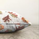 - Sonil-K-8531-Gorsel3 - Realhomes  Beyaz Zeminli Sonbahar Yaprak Desenli Dijital Baskılı Modern Raşel Kadife Yastık Kırlent Kılıfı Realhomes