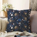 - Sonil-K-8532-Gorsel1 - Realhomes  Siyah Zemin Üzerinde Rengarenk Çiçek Desenli Raşel Kadife Yastık Kırlent Kılıfı Realhomes
