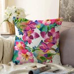 - Sonil-K-8537-Gorsel1 - Realhomes  Beyaz Zemin Üzerinde Rengarenk Çiçek Desenli Raşel Kadife Yastık Kırlent Kılıfı Realhomes