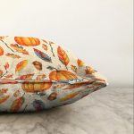 - Sonil-K-8539-Gorsel3 - Realhomes  Renkli Zeminli Bal Kabağı Desenli Dijital Baskılı Modern Raşel Kadife Yastık Kırlent Kılıfı Realhomes