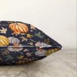 Renkli Zeminli Bal Kabağı Desenli Dijital Baskılı Modern Raşel Kadife Yastık Kırlent Kılıfı Realhomes