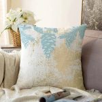 - Sonil-K-8547-Gorsel1 - Realhomes  Renkli Zemin Üzerinde Gold Detaylı Mermer Desenli Modern Raşel Kadife Yastık Kırlent Kılıfı Realhomes