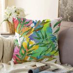 Beyaz Zemin Üzerinde Renkli Soyut Desenli Raşel Kadife Yastık Kırlent Kılıfı Realhomes