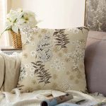- Sonil-K-8579-Gorsel1 - Realhomes  Pastel Zeminli Renkli Yaprak Desenli Dijital Baskılı Modern Raşel Kadife Yastık Kırlent Kılıfı Realhomes
