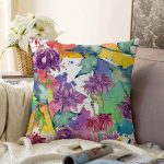 - Sonil-K-8594-Gorsel1 - Realhomes Beyaz Zemin Üzerinde Rengarenk Soyut Çizimli Çiçek Desenli Raşel Kadife Yastık Kırlent Kılıfı Realhomes