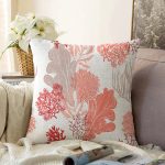 - Sonil-K-8597-Gorsel1 - Realhomes Beyaz Zeminli Renkli Yaprak Desenli Dijital Baskılı Modern Raşel Kadife Yastık Kırlent Kılıfı Realhomes