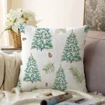 - Sonil-K-8609-Gorsel1 - Realhomes  Beyaz Zemin Üzerinde Çamağacı Desenli Dijital Baskılı Modern Raşel Kadife Yastık Kırlent Kılıfı Realhomes