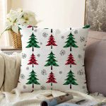 - Sonil-K-8615-Gorsel1 - Realhomes Beyaz Zemin Üzerinde Ekoseli Çamağacı Desenli Dijital Baskılı Modern Raşel Kadife Yastık Kılıfı Realhomes