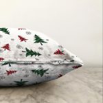 - Sonil-K-8616-Gorsel3 - Realhomes  Beyaz Zemin Üzerinde Ekoseli Çamağacı Desenli Dijital Baskılı Modern Raşel Kadife Yastık Kılıfı Realhomes