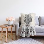 - Sonil-K-8619-Gorsel2 - Realhomes  Pastel Zemin Üzerinde Çiçek Desenli Dijital Baskılı Modern Raşel Kadife Yastık Kırlent Kılıfı Realhomes