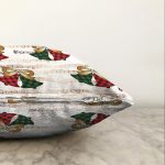 Beyaz Zeminli Ekoseli Çan Desenli Dijital Baskılı Modern Şönil Yastık Kırlent Kılıfı Realhomes