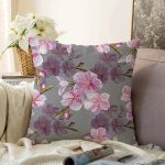- Sonil-K-8625-Gorsel1 - Realhomes  Rengarenk Zemin Üzerinde Çiçek Desenli Dijital Baskılı Modern Raşel Kadife Yastık Kırlent Kılıfı Realhomes