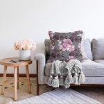 - Sonil-K-8625-Gorsel2 - Realhomes  Rengarenk Zemin Üzerinde Çiçek Desenli Dijital Baskılı Modern Raşel Kadife Yastık Kırlent Kılıfı Realhomes