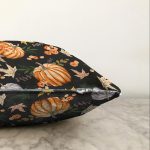 - Sonil-K-8629-Gorsel3 - Realhomes  Siyah Zeminli Bal Kabağı Desenli Dijital Baskılı Modern Raşel Kadife Yastık Kırlent Kılıfı Realhomes