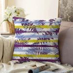 Beyaz Zemin Üzerinde Renkli Çizgi Desenli Raşel Kadife Yastık Kırlent Kılıfı Realhomes