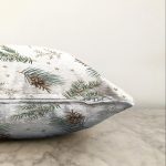 - Sonil-K-8653-Gorsel3 - Realhomes  Beyaz Zeminli Çam Yaprağı Desenli Dijital Baskılı Modern Raşel Kadife Yastık Kırlent Kılıfı Realhomes