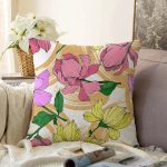 - Sonil-K-8655-Gorsel1 - Realhomes Beyaz Zemin Üzerinde Çiçek Desenli Dijital Baskılı Modern Raşel Kadife Yastık Kırlent Kılıfı Realhomes