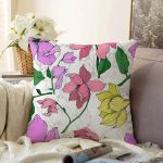 - Sonil-K-8657-Gorsel1 - Realhomes Beyaz Zemin Üzerinde Rengarenk Çiçek Desenli Raşel Kadife Yastık Kırlent Kılıfı Realhomes