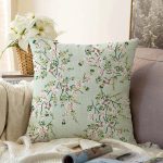 - Sonil-K-8658-Gorsel1 - Realhomes  Pastel Zemin Üzerinde Çiçek Desenli Dijital Baskılı Modern Raşel Kadife Yastık Kırlent Kılıfı Realhomes
