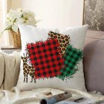 Beyaz Zeminli Ekoseli Kumaş Desenli Dijital Baskılı Modern Şönil Yastık Kırlent Kılıfı Realhomes