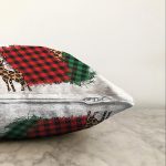 Beyaz Zeminli Ekoseli Kumaş Desenli Dijital Baskılı Modern Şönil Yastık Kırlent Kılıfı Realhomes